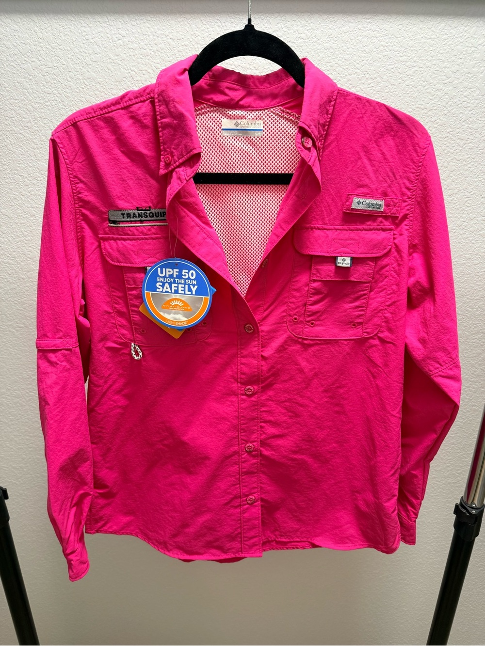 Columbia Women's Hot Pink Button-Down Sun Shirt